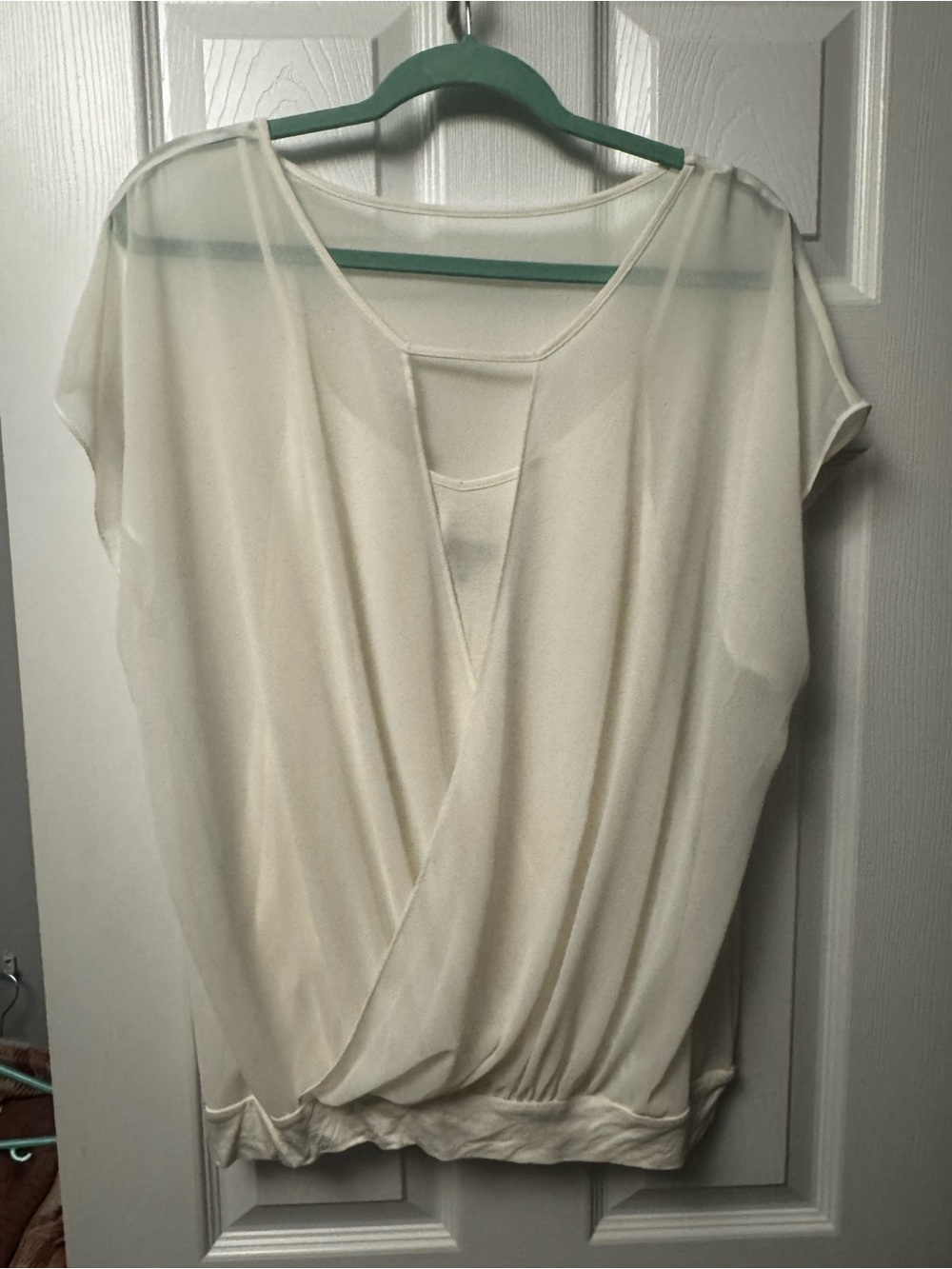 Express Women's Cream Draped Surplice Top size Large